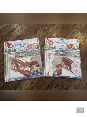 Lobster Crab Seafood Party Packs 2x 6 Bibs 6 Napkins 6 Placemats 6 Towelettes